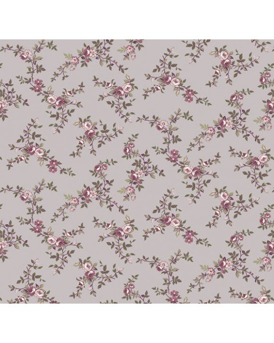 Tecido Estampado Floral Di Rose cor - 04 (Cinza Vintage)